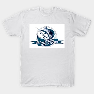 Nautical retro label with jumping sail fish T-Shirt